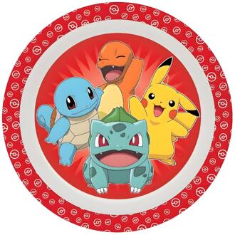 Pokémon Pok?mon thema ontbijt bordje - rood - D21 cm - kunststof - ontbijtbord - kinderbord