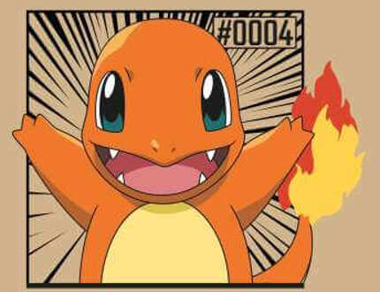 Pokémon Pokédex Charmander #0004 Men's T-Shirt - Tan - S Lichtbruin