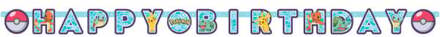 Pokémon Pokemon kinderfeestje letterslinger/wenslijn 218 x 12 cm - Feestslingers Multikleur