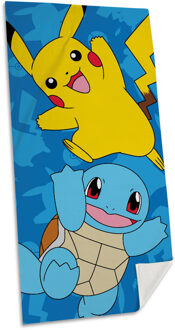 Pokémon Pokemon strand/badlaken - 70 x 140 cm - katoen - voor kinderen - Strandlakens Blauw