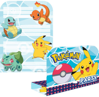 Pokémon Pokemon verjaardags uitnodigingen 8x stuks - Uitnodigingen Multikleur