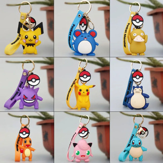 Pokemon Silicone Key Chain Pokeballs PIKACHU Squirtle Charmander Jigglypuff Wigglytuff Snorlax pokemon pet Bag Decor f4