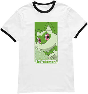 Pokémon Sprigatito Unisex Ringer T-Shirt - White/Black - L - White/Black