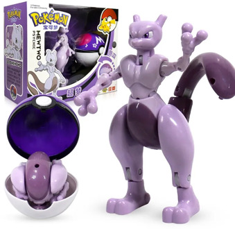 Pokemon Toy Figure Mewtwo Pikachu Gyarados Blastoise Pocket Elf Ball Manual Deformation Robot Elf Baby Set Movie & TV
