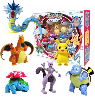 Pokemon Toys Movie & TV toy Figure Pikachu Model Gyarados Model Pocket Elf Ball Manual Deformation Robot Elf Baby Set