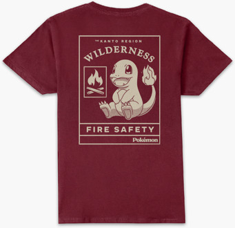 Pokémon Woodland Fire Safety Unisex T-Shirt - Burgundy - L Rood