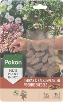 Pokon Bio Terras & Balkonplanten voeding 15 langwerkende kegels Pokon