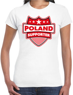Poland supporter schild t-shirt wit voor dames - Polen landen t-shirt / kleding - EK / WK / Olympische spelen outfit M