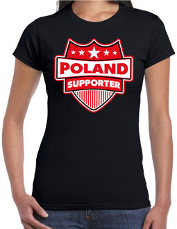 Poland supporter schild t-shirt zwart voor dames - Polen landen t-shirt / kleding - EK / WK / Olympische spelen outfit XS