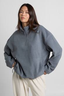 Polarfleece Sweatshirt Met Halve Ritssluiting En Funnelkraag, Charcoal - L