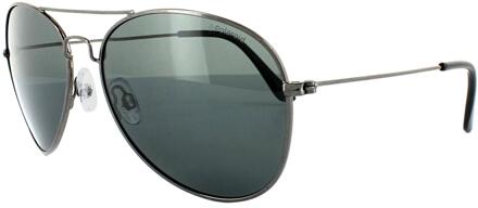 Polaroid Aviator unisex gunmetal grijs blauw gepolariseerde zonnebril - maat