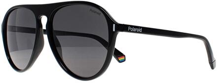 Polaroid Aviator Unisex Zwart Grijs Gepolariseerd PLD 6225/S - One Size