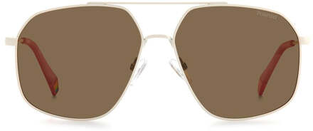 Polaroid Beige Roestvrijstalen Zonnebril