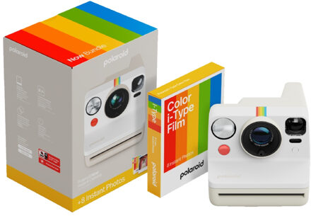 Polaroid Now Generation 3 Pebble White + Color Film Bundle (8 photos)