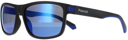 Polaroid Rechte Hoek Mannen Matt Zwart Blauwe Blauwe Spiegel Gepolariseerd - One Size