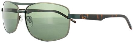 Polaroid rechthoek heren groen zilver havana groen gepolariseerde zonnebril - maat
