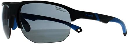 Polaroid Rechthoek Heren Mat Zwart Blauw Grijs Gepolariseerd PLD 7059/S - One Size