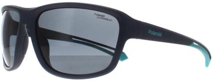 Polaroid Rechthoek Unisex Blauw Azuur Grijs Gepolariseerd Hoog Contrast PLD 7049/S