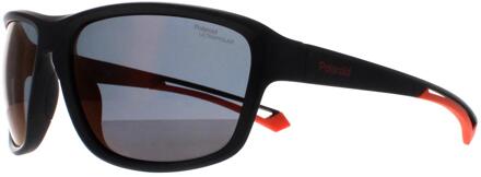 Polaroid Rechthoek Unisex Zwart Oranje Rood Spiegel Gepolariseerd Hoog Contrast PLD 7049/S - maat