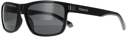 Polaroid Rechthoekige Heren Zwarte Grijze Gepolariseerde Zonnebril - maat