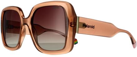 Polaroid Square Dames Beigebruine Gradient Gepolariseerde Zonnebril - One Size