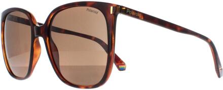 Polaroid Square Dames Havana Brons Gecoat PLD 6218/S - maat Bruin