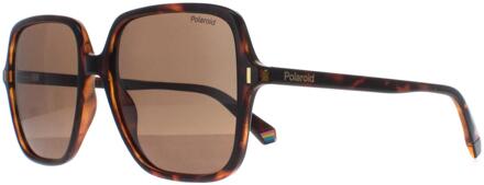 Polaroid Square Dames Havana Bronze Gecoat PLD 6219/S - maat Bruin