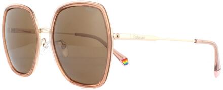 Polaroid Square dames roze bronzen gepolariseerde zonnebril