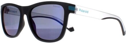 Polaroid Vierkant Unisex Mat Zwart Blauw Blauw Spiegel Gepolariseerd PLD 2138/S