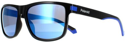 Polaroid vierkante heren zwart blauw spiegel gepolariseerd PLD 2123/s - maat
