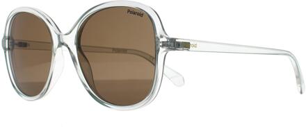 Polaroid Vlinder Dames Transparant Grijs Bruin Gepolariseerd PLD 4136/S - maat