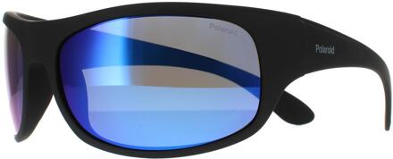 Polaroid zonnebril 07886 0VK 5x Mat Black Blue Mirror gepolariseerd Zwart