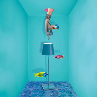 Poldina LED tafellamp, oplaadbare batterij, mat, blauw