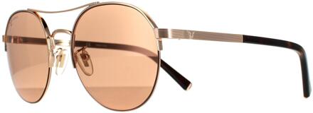 Police Aviator Mannen Shiny Copper Gold Brown Mirror Copper SPLA24 Lewis 03 - maat Goud