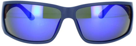 Police Heren Zonnebril, Ultralicht Blauw Montuur met Spiegelende Blauwe Lenzen Police , Blue , Heren - 68 MM
