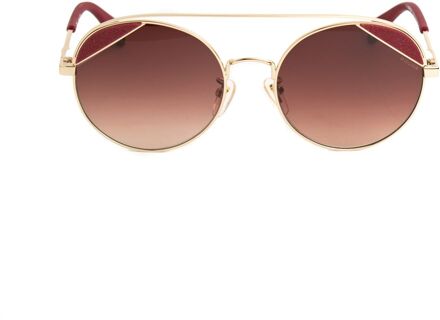 Police Pl9454 Unglae Ronde Gouden Metalen Frame Bruin - One Size