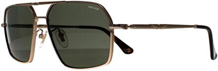 Police Politie SPLL86 Origins Classic 2 0349 glanzend roségoud groene zonnebril - One Size