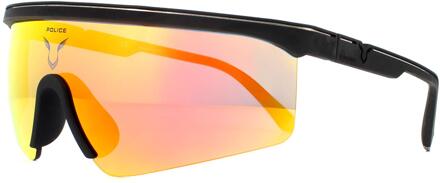 Police Politie wrap heren rubberen rubberen zwarte rode spiegel zonnebril - maat