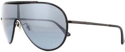 Police Shield Mens Ruthenium rook spiegel zilveren zonnebril Grijs - One Size