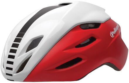 PolispGoudt helm Aero Road mat rood/glans wit/zwart M 55-58cm