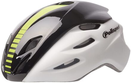 PolispGoudt helm Aero Road mat wit/glans zwart/geel M 55-58cm