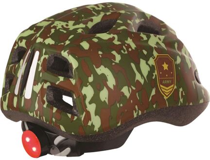 Polisport JuniGoud fietshelm s 52-56cm army met led licht Groen