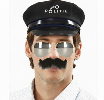 Politie agent - verkleed combinatie 3 delig - dames/heren - politiepet - bromsnor - zonnebril