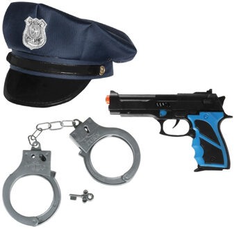 Politie agent verkleed set - 3 delig - kinderen - politiepet blauw en accessoires