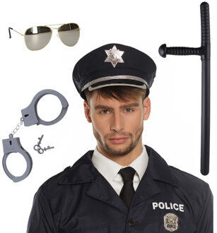Politie agent verkleed set - 4 delig - volwassenen - politiepet en accessoires