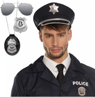 Politie agent verkleed set - 4 delig - volwassenen - politiepet en accessoires