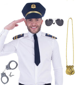 Politie agent verkleed set - 6 delig - volwassenen - politiepet en accessoires