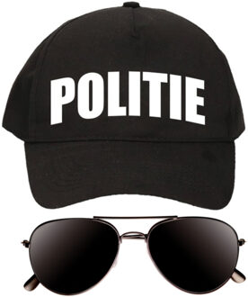 Politie agent verkleed setje pet/cap en donkere zonnebril