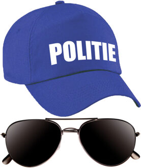 Politie agent verkleed setje pet/cap en donkere zonnebril