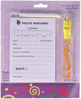 Politie Bonnenboekje - incl. fluitje en potlood - 50 velletjes - speelgoed / verkleden Multi